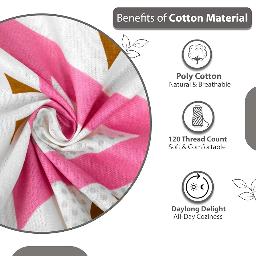 Divine Casa 144 TC Cotton Bedsheet for Double Bed with 2 Pillow Cover Colour Pink Olive