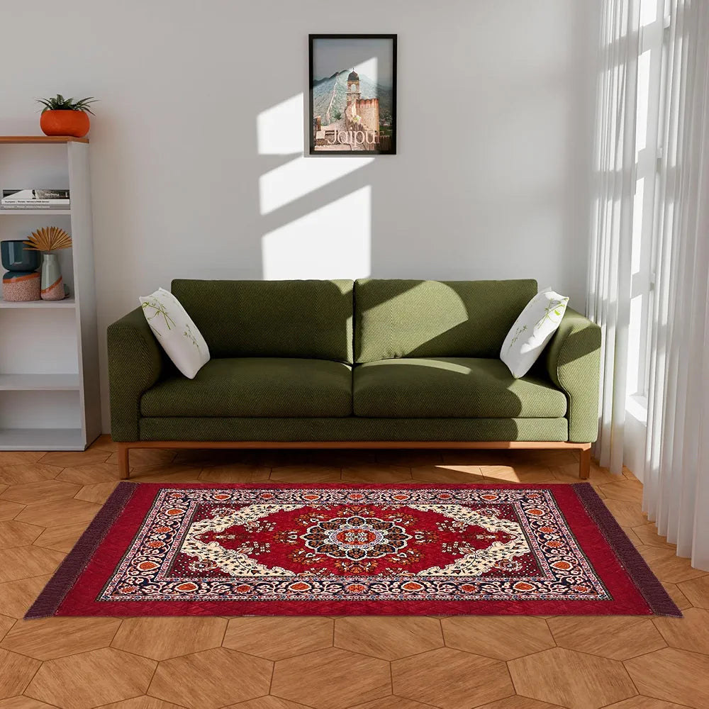 Kuber Industries Carpet Velvet Carpet-Rug for Home Decor Carpet Rug for Bedroom Maroon