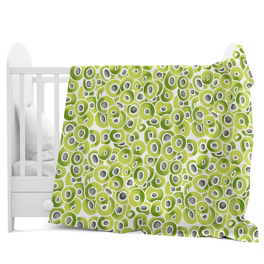 Divine Casa 120 GSM Microfiber Single Kids Dohar Soft & Lightweight Throw Blanket Cloudy Balls Pattern Colour Green Glow