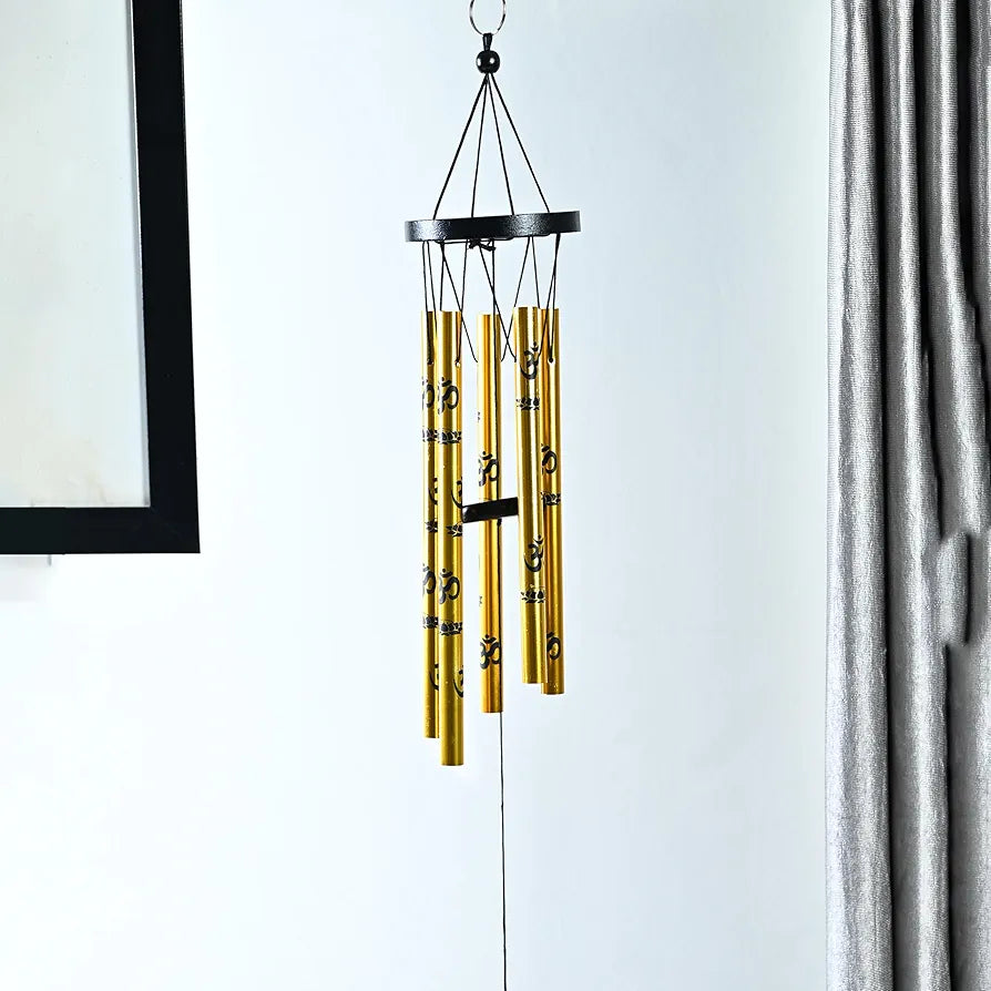 Wind Chimes Hanging Bells for Positive Energy Gold 5-Pipe Wind Chime -009