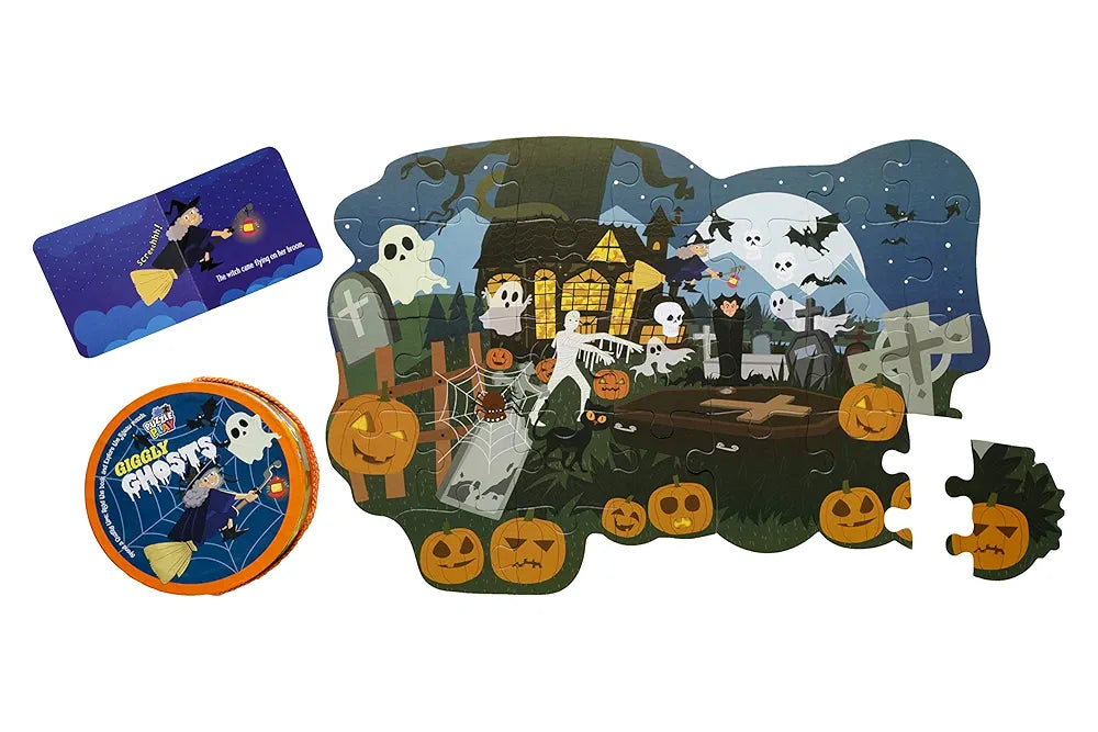 The Book Tree Giggly Ghost Puzzle Box for Kids I 30 Jigsaw Puzzle Pieces & 1 Storybook I Spooky Funtime for Children Age 3+ I for Children by Majestic Book Club