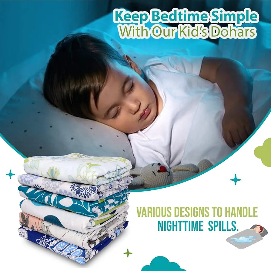 Divine Casa 100% Cotton Toddler Baby Blanket for for 0-4 Years Skin Friendly Swaddle Dohar for Girls and Boys Colour Turquoise and Green