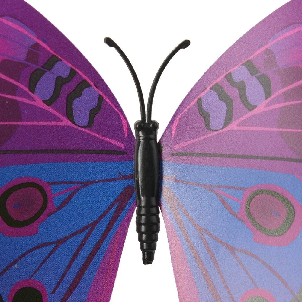 Xtore Plastic Reusable Wall 3D Butterfly Sticker with Sticking Pad Set of 12 Pieces Purple