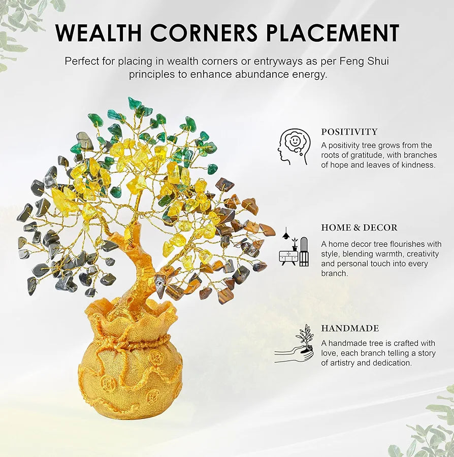 Zaicus Money Magnet Crystal Tree Feng Shui Tree with Golden Pot