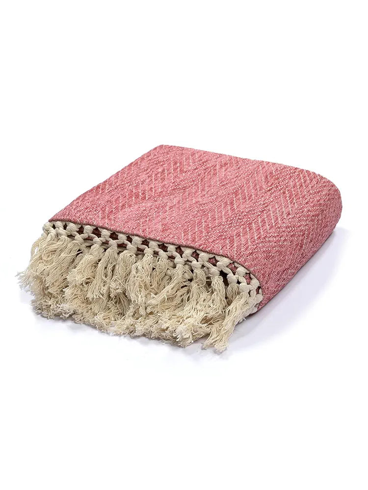 Saral Home Easy Living Pink Chenille Sofa Throw Colour Pink