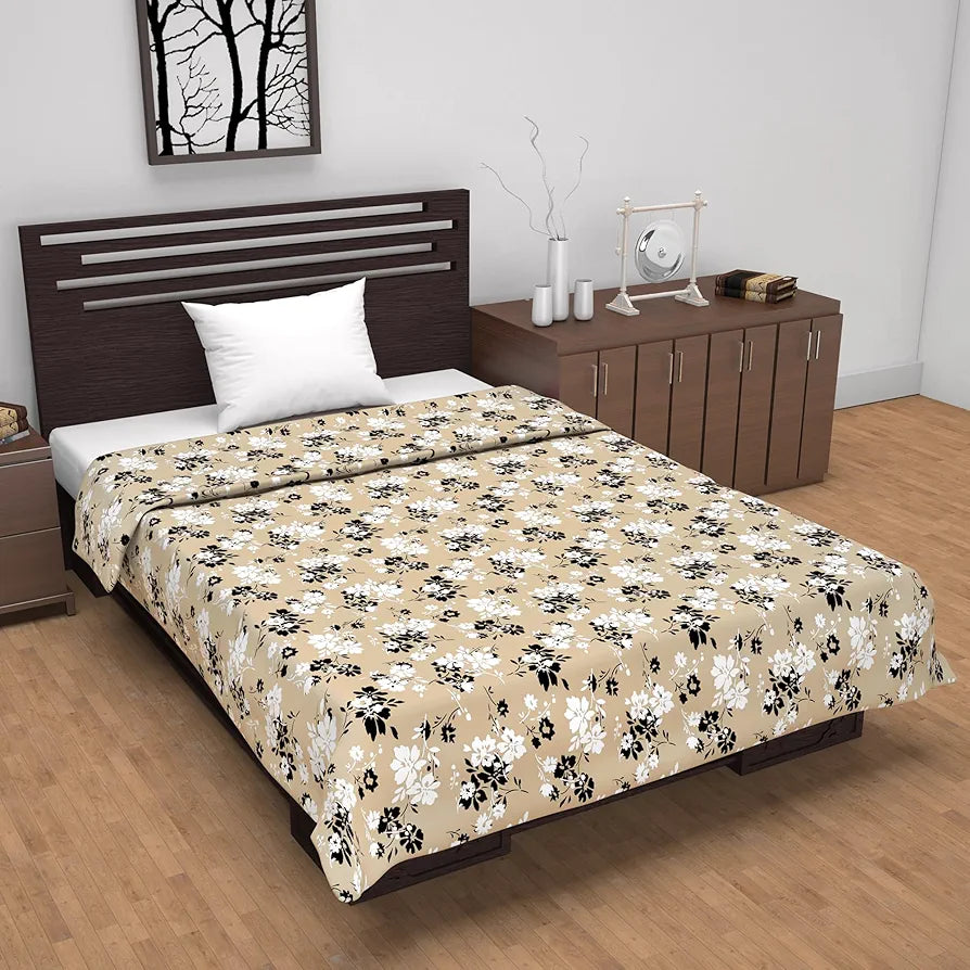 Divine Casa 100% Cotton Single Bed Dohar Ultra-Soft AC Blanket Lightweight Reversible Quilt Colour Ivory & Sunflower Yellow
