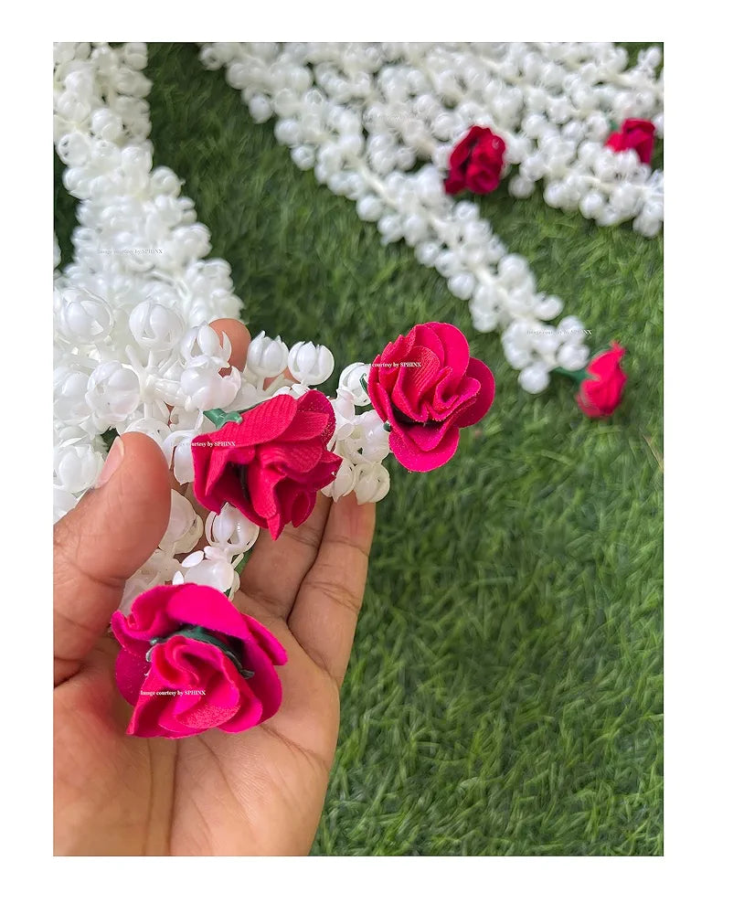 Artificial Jasmine Buds & Rose Strings Garlands Dark Pink