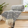 Sajavat Home Hand-Knitted Pure Cotton 3 Seater Sofa Throw Colour Black & Beige