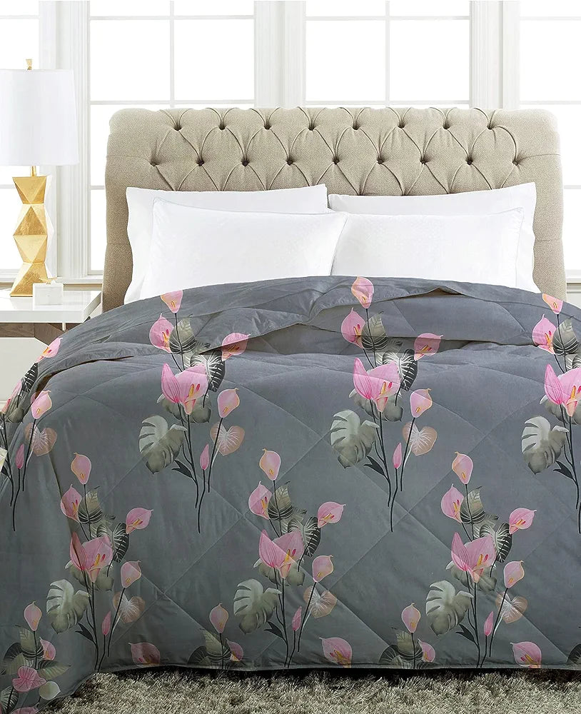 BSB Home Super Soft Glace Cotton Microfiber AC Comforter Double Bed Blanket Duvet Dohar Grey,Yellow & White