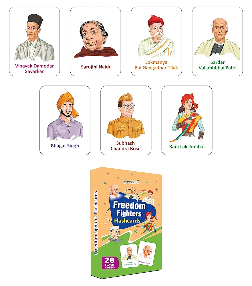 Gurukanth® Premium Freedom Fighters Flash Cards for Kids Early Learning | Easy & Fun Way of Learning 1 Year to 6 Years Babies Smart Toys