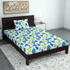 Divine Casa 144 TC 100% Cotton Single Bedsheet with 1 Pillow Cover Geometric Pattern Colour Blue Lagoon