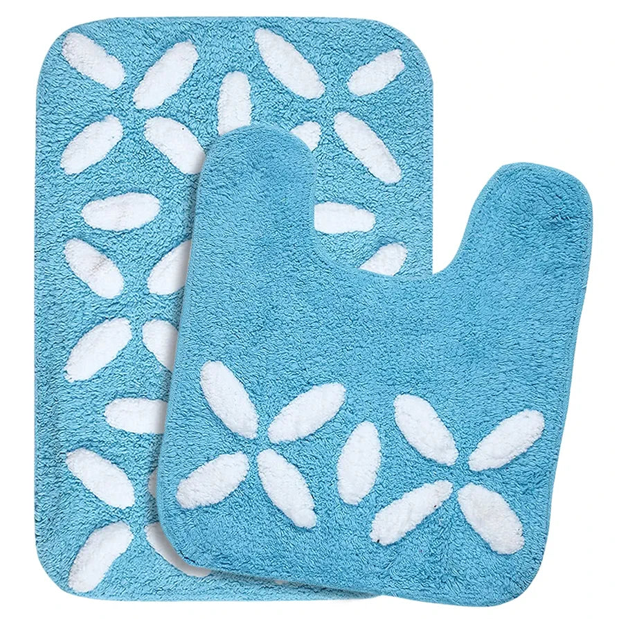 Saral Home Cotton Bathmat with Contour mat Colour Turquoise