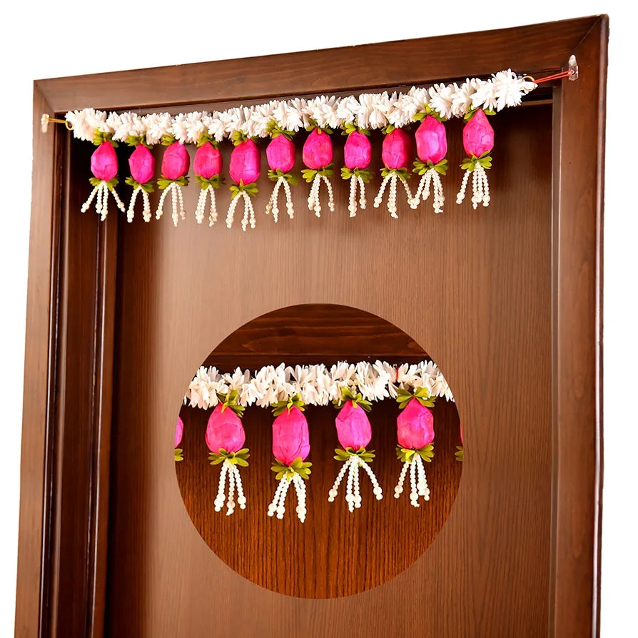 Toran for Main Door Entrance Lotus Buds for Decoration Toranam Artificial Flowers 37.4 Inch Length