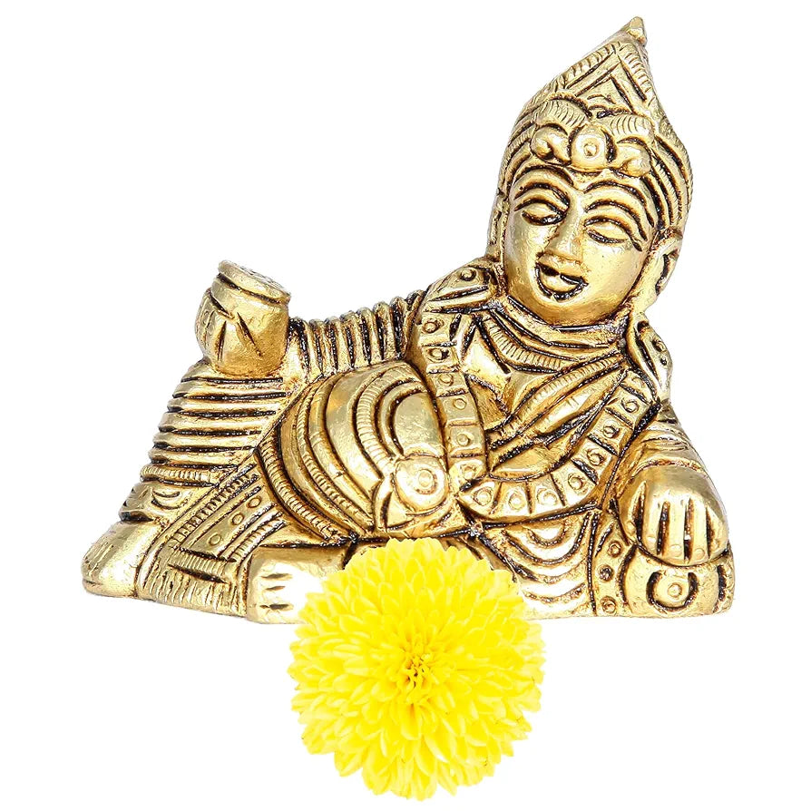 Anciently Kuber Maharaj Murti | Kuber Maharaj Idol | Kuber Maharaj Ki Murti Brass, 6.5Cm Height, Gold Colour, 1 Piece