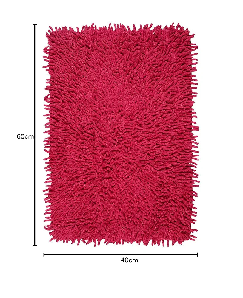 Saral Home Cotton Shaggy Anti-Skid Rectangular Solid Bath Mat