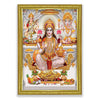 Lifehaxtore Lakshmi With Ganesha and Saraswati Photo Painting with Golden Frame for Temple - Model 2