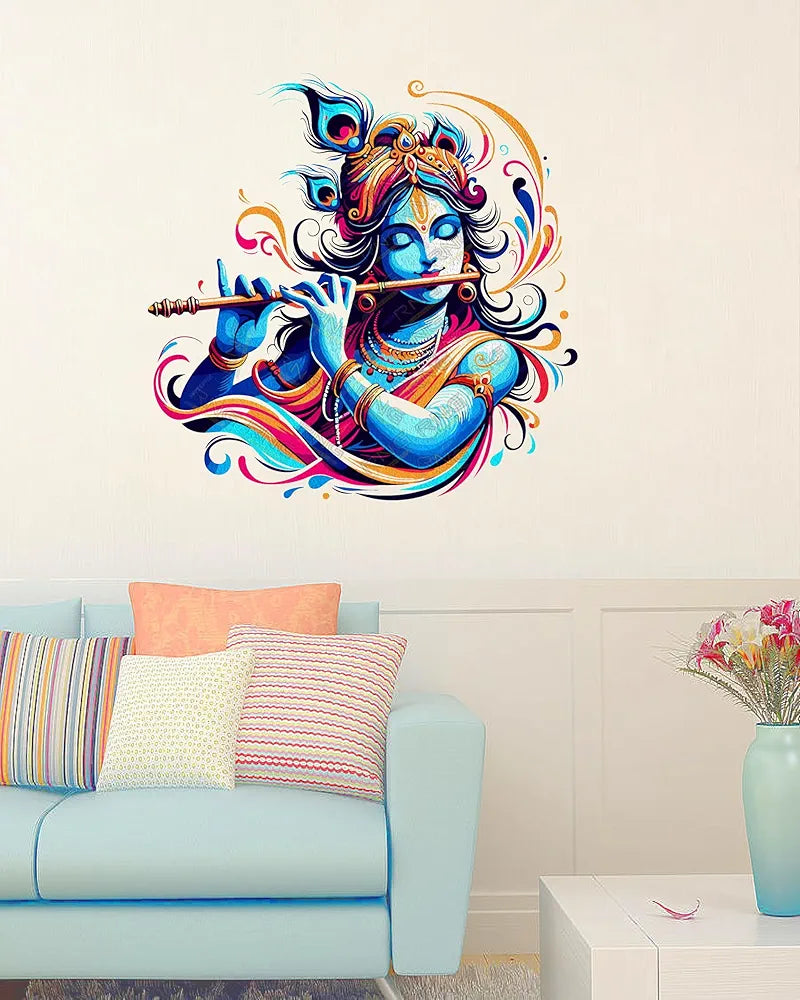 Rng Graphics Pvc Vinyl Little Krishna Wall Sticker Multicolor 58 Cm X 58cm DW-120L