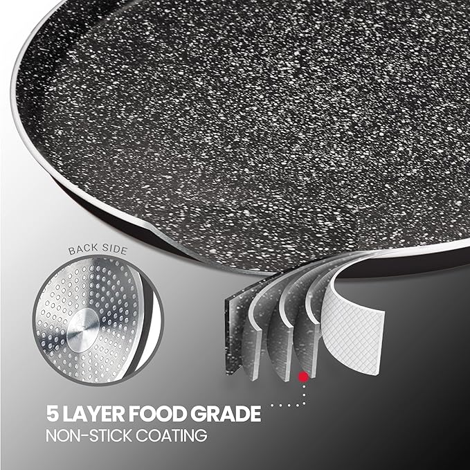 Milton Pro Cook Granito Induction Omni Tawa 24 cm, Black - 572 gms