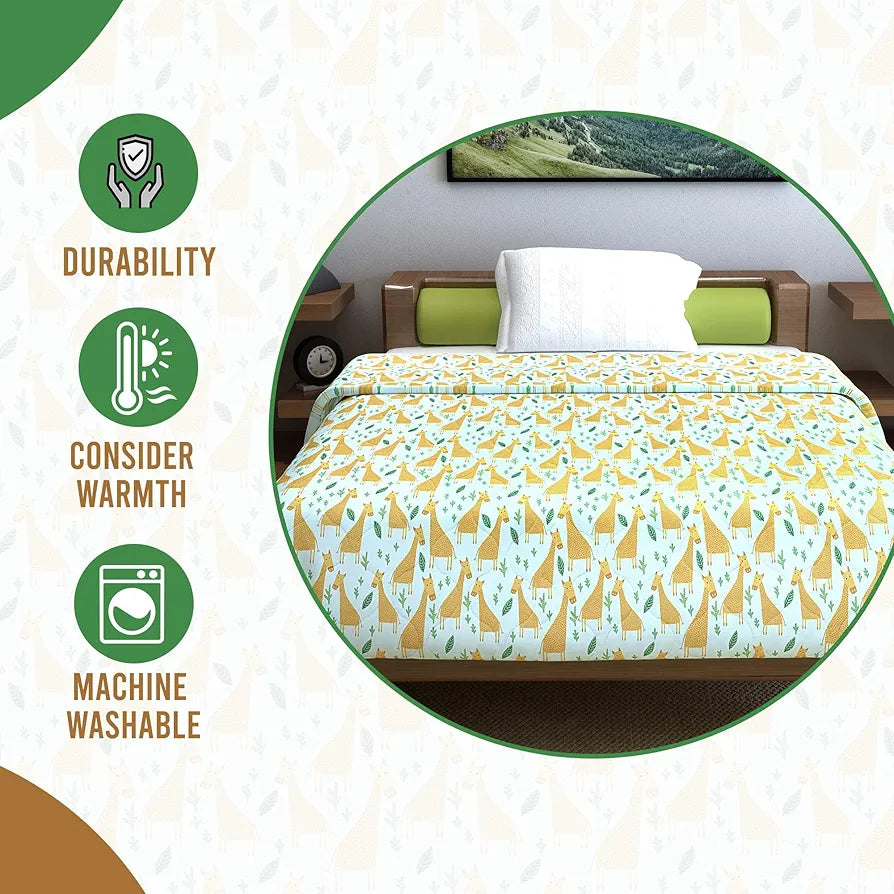 Divine Casa 120 GSM Cotton Single Bed Comforter Soft & Lightweight Reversible All-Season Blanket Colour Misty Jade