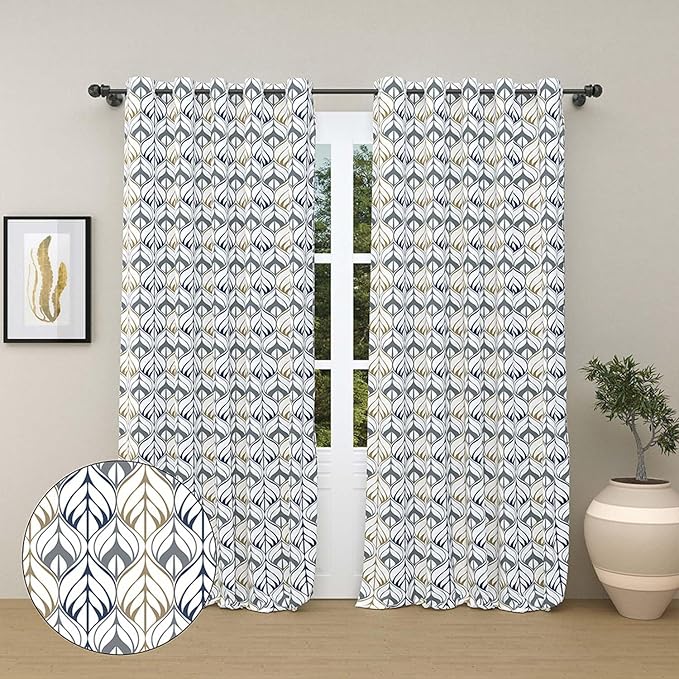 Haus & kinder Cotton Curtains Set of 2 for Bedroom Window Door Curtains (5ft x 7ft) | Colour Aurora