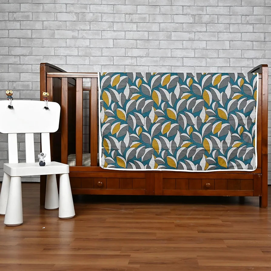 Divine Casa Floret 100% Cotton Single Kids Dohar 120 GSM Soft & Lightweight Throw Blanket Colour Woody Petals