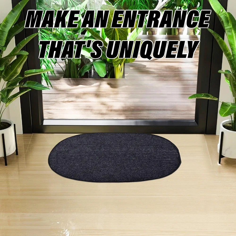 Kuber Industries Door Mat Oval Shape Door Mat Door Entrance Mat Gray Colour