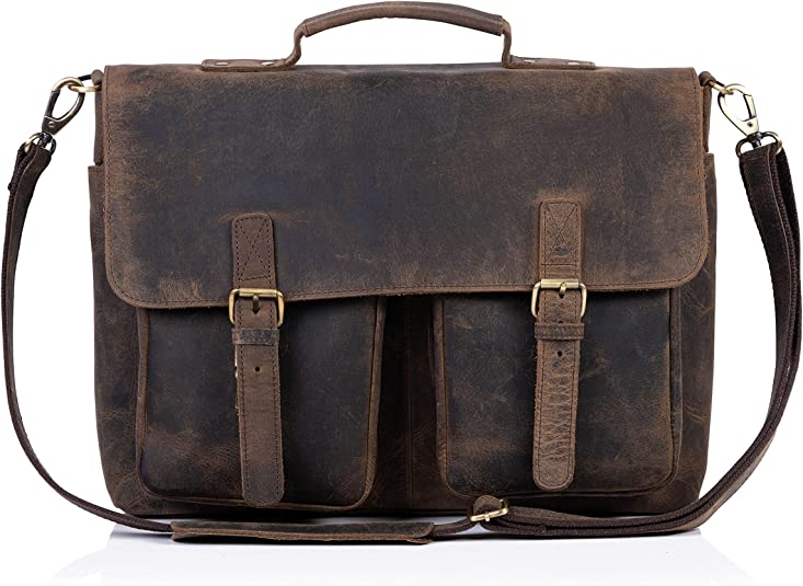CraftShades 16 Inch Buffalo Leather Briefcase Laptop Messenger Bag Office Briefcase College Bag for Men and Women