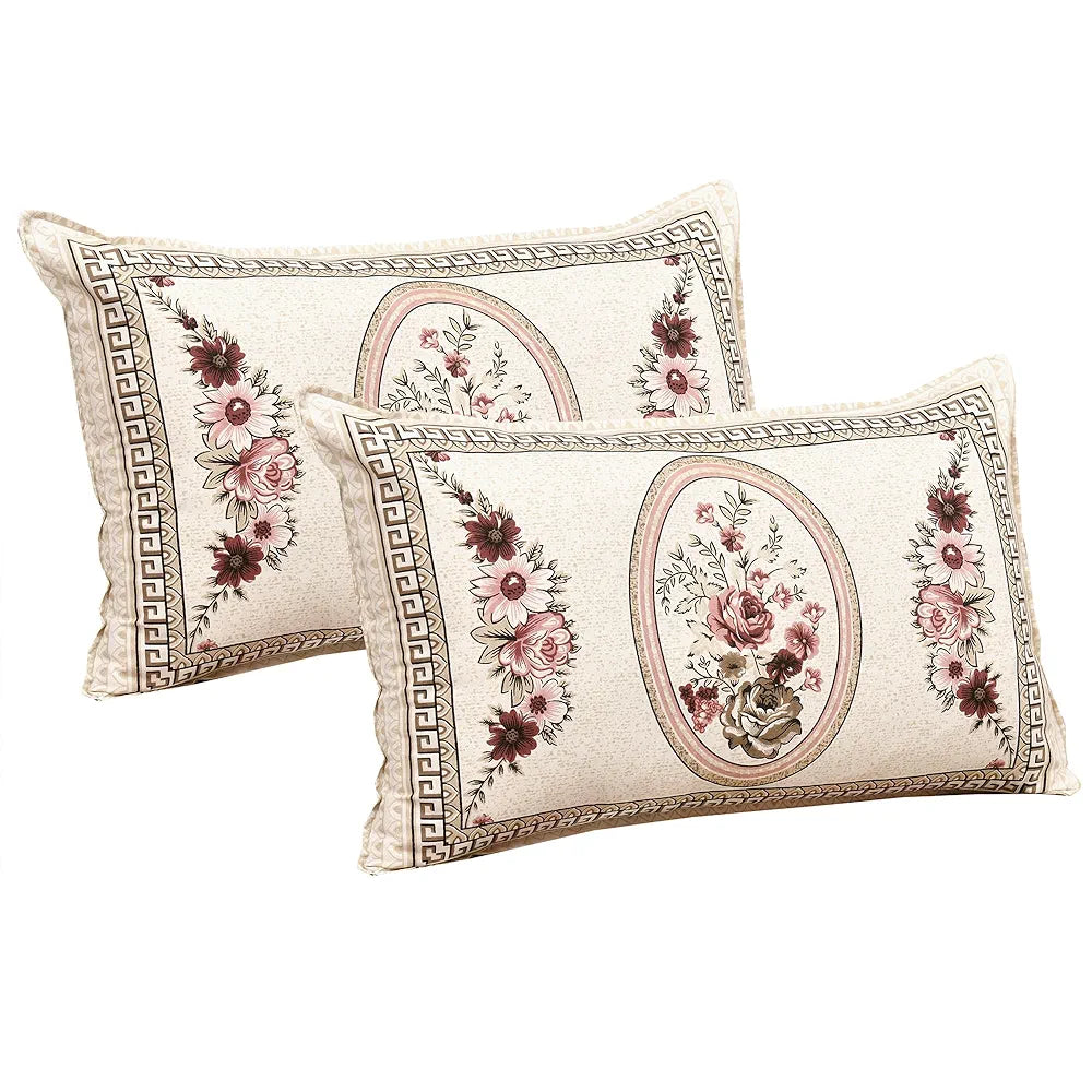 Kuber Industries Double Bedsheet with 2 Pillow Covers 160 TC Premium Cotton Pink