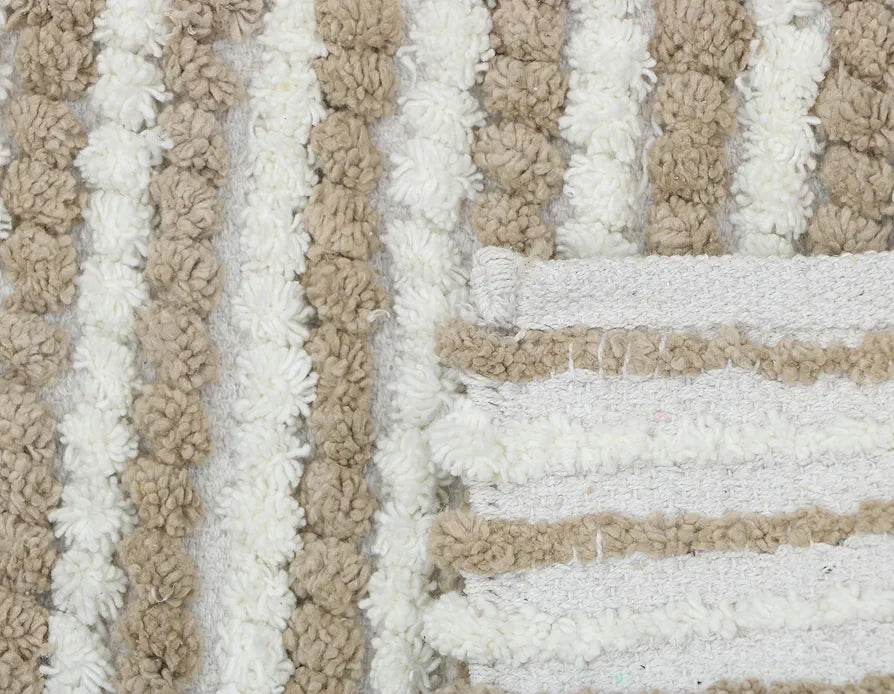 The Home Talk Luxury Chenille Round Bathmats Non-Slip Anti-Skid Colour Beige
