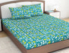 Divine Casa 100% Cotton 144 TC King Size Bedsheet with 2 Pillow Covers Colour Teal & Yellow