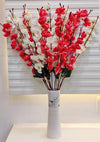 Artificial Flowers Bunch for Decoration Cherry Blossom Ideal for vase Without vase White Maroon
