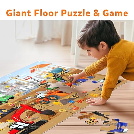 Skillmatics Floor Puzzle & Game Piece & Play Construction Site Jigsaw & Toddler Puzzles Educational Toy