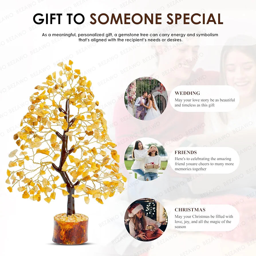 Bezavo Yellow Aventurine Crystal Tree Golden Wire
