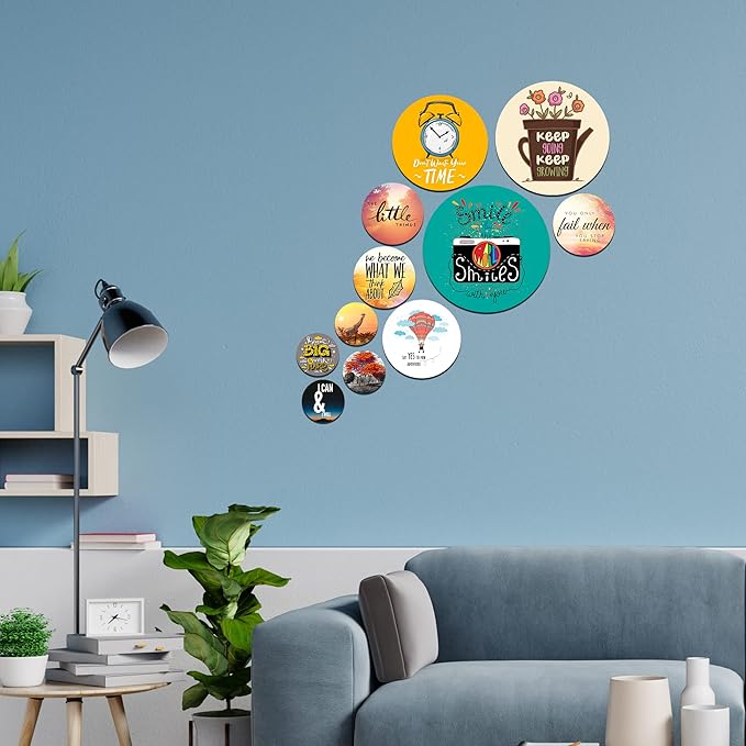 Artvibes Designer Mdf Wooden Wall Hanging for Home Decoration | Pack of 11 Pieces