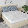 Huesland by Ahmedabad Cotton 186 TC King Size Bedsheet Cotton with 2 Pillow Covers | White & Grey