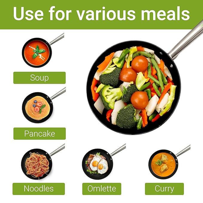 Femora Preseasoned Cast Iron Fry Pan/ Skillet/ Wok of 28cm Diameter With Tough Handle Non Toxic and Coating Free |1  Piece | Black