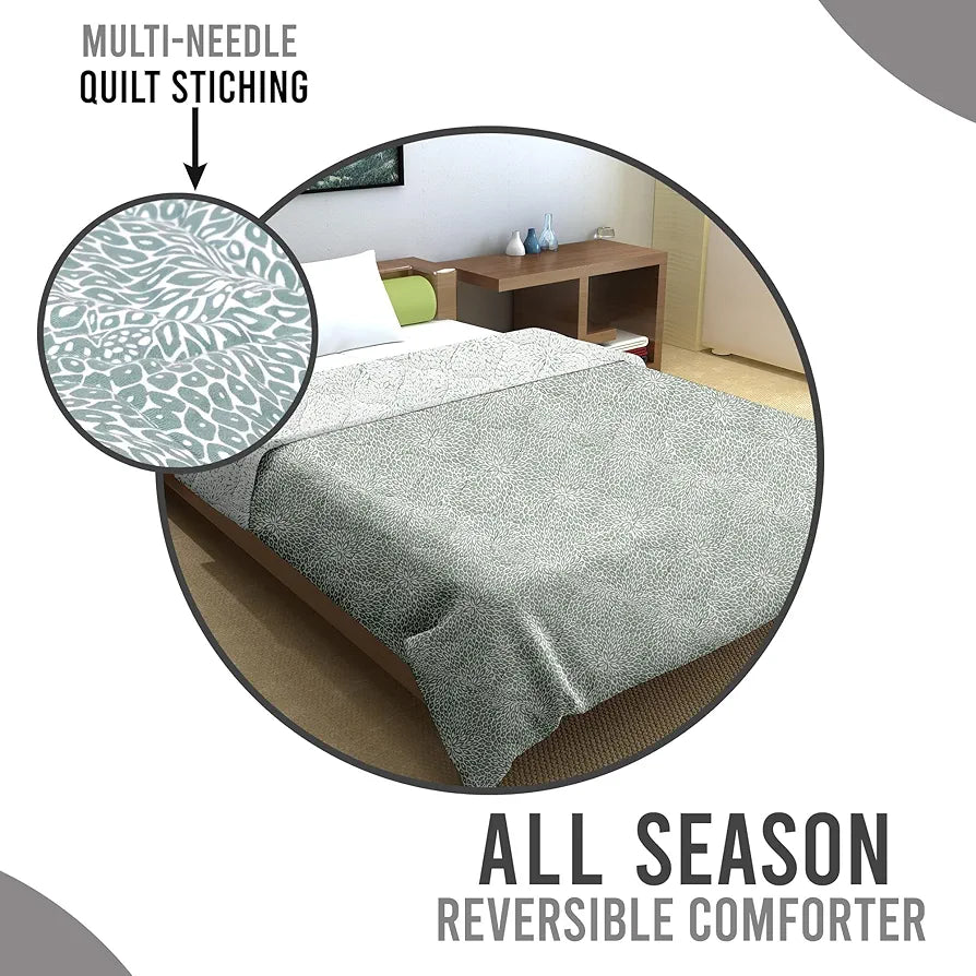 Divine Casa 120 GSM Microfiber Single Bed Comforter Soft & Lightweight Reversible AC Blanket Colour Slate Grey