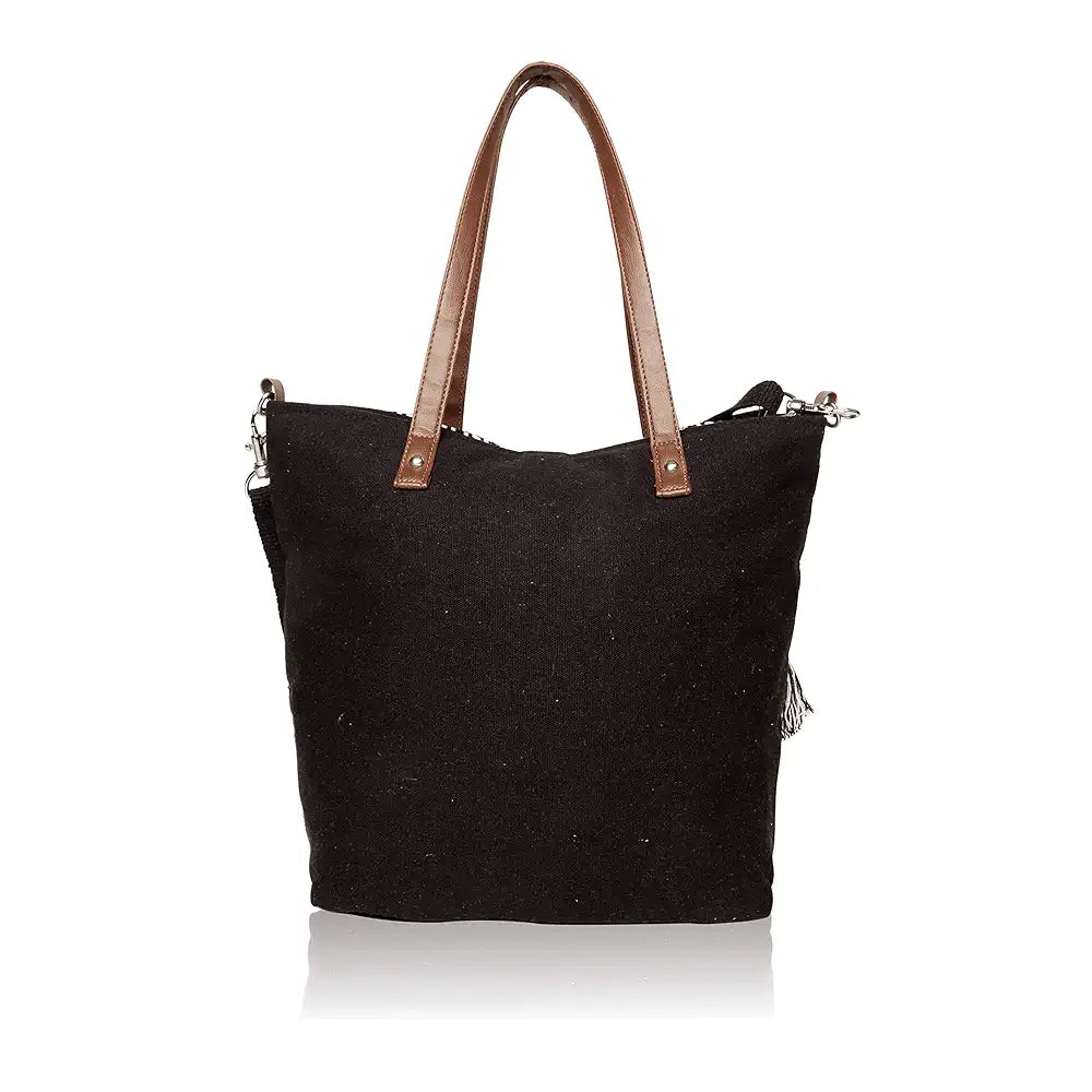 Astrid Cotton Tote Bags Black Textured