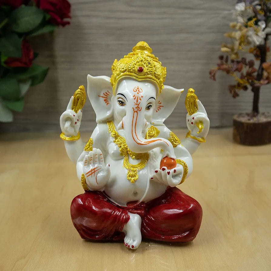 Jaipur Ace Ganesh Idol Vinayaka Statue Ganpati Murti Car Dashboard Sitting Ganesha Red