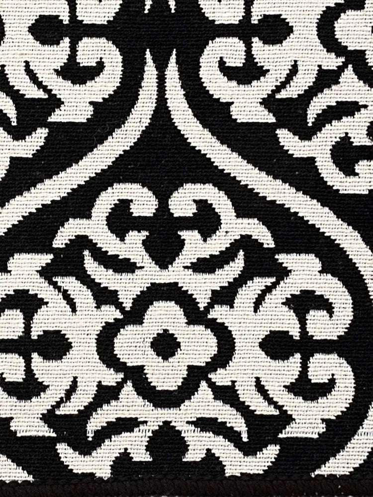 Saral Home Floral Designer Soft Cotton Durable & Washable Multipurpose Runner Colour Black