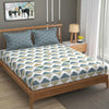 Fresh From Loom 240 TC Microfiber Cotton Queen Size Bedsheet for Double Bed with 2 Pillow Cover Blue Beige