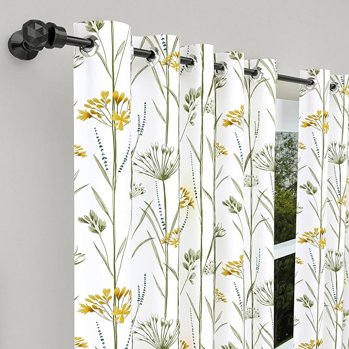 Haus & kinder Cotton Curtains Set of 2 for Bedroom Window Door Curtains | Colour Wild Whisper Yellow