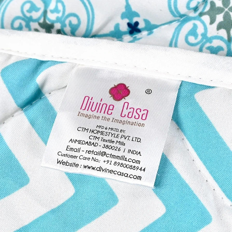 Divine Casa 120 GSM Microfiber Reversible Kids Single Bed Comforter Ultra-Soft Toddler Blanket Colour Aquarius Tile