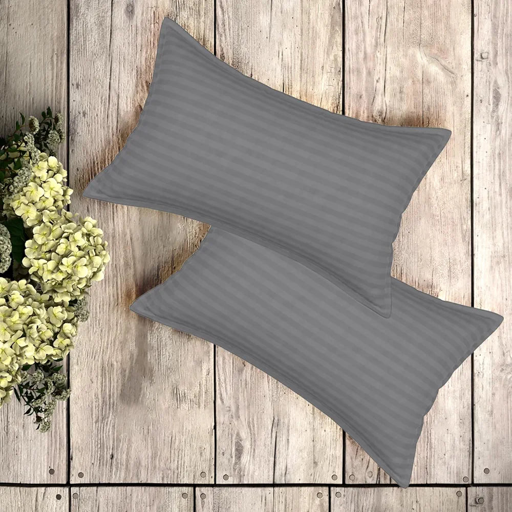 Kuber Industries Double Bedsheet with 2 Pillow Covers 144 TC Glace Cotton Bedsheet Gray