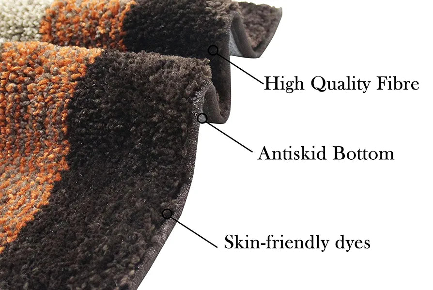 Luxe Home Bath Mat Super Soft Anti Skid Slip Water Soak Washable Oyster Door Mats Colour Teracotta (Pack of 2)