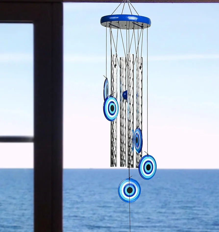 Zaicus Turkish Evil Eye Wind Chimes 4 Pipes Wind Chime-015