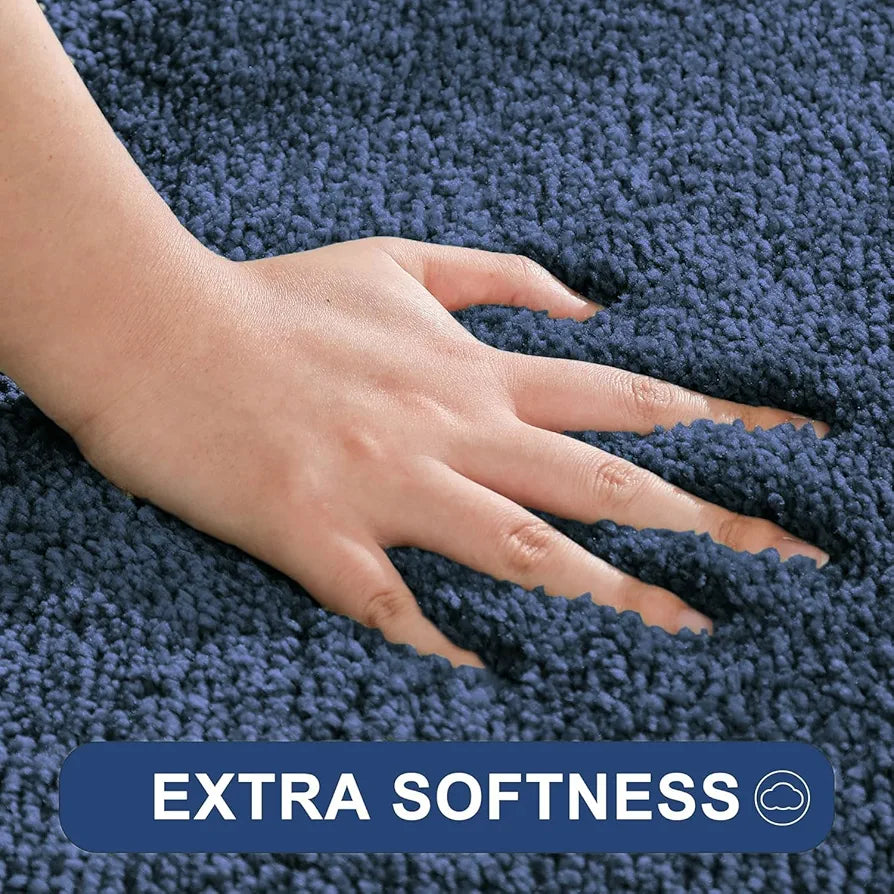 Luxe Home International Microfibre Rectangular Bath mat Super Soft Anti Skid Newman Mats For Bathroom Colour Navy Blue