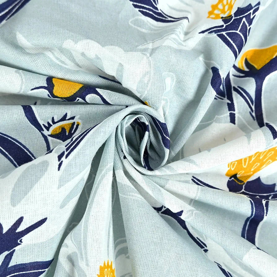 Divine Casa 100% Cotton Bedsheet for Single Bed, 144 TC Bedsheet Single Size Bed Cotton with 1 Pillow Cover Colour Aqua Bloom