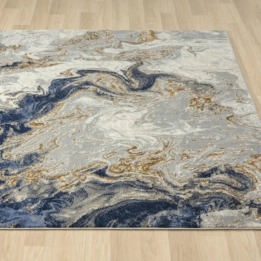 ishro home 3D Jet Multi Printed Carpet Rug Runner and Carpets for Bedroom Colour Marbles 4x6 Feet