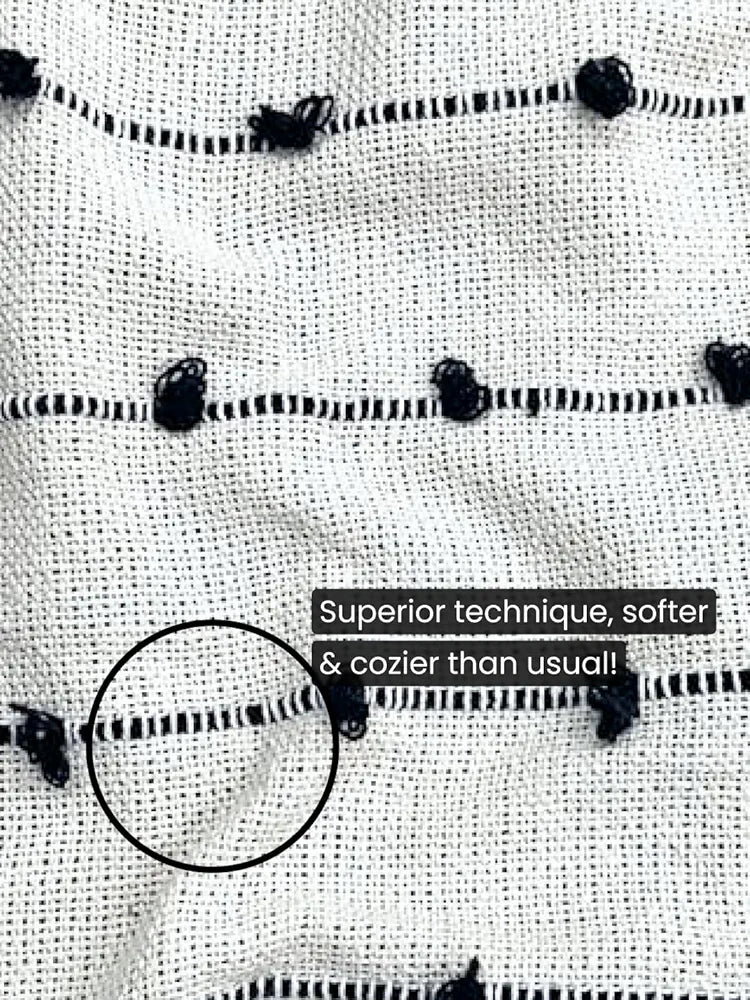 Sajavat Home Hand-Knitted Pure Cotton 3 Seater Sofa Throw Colour Beige & Black